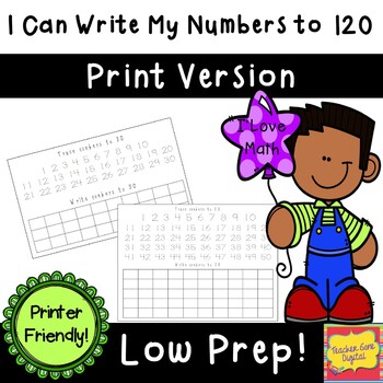 Preview of Writing Numbers to 120 Practice Packet - Print Version