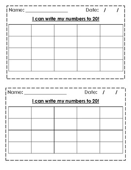 Preview of Writing Numbers to 20 - Practice and/or Assessment  FREEBIE