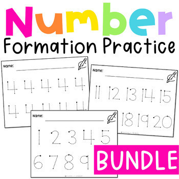 Preview of Writing Numbers to 20, Tracing Numbers 1-20, Teen Numbers Formation Practice