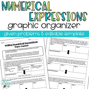 Preview of Writing Numerical Expressions | Graphic Organizer Practice | Editable