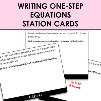 Preview of Writing One Step Equations Station Rotations Practice Cards