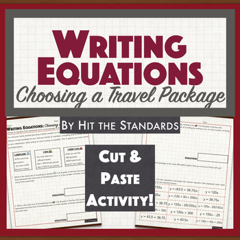 Preview of Writing One-variable Equations from Real-World Problems cut & paste activity.