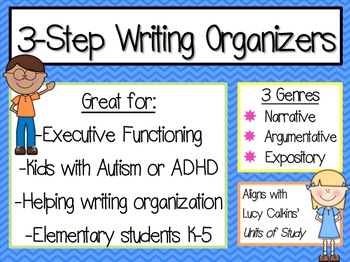 Preview of Writing Organizers: Narrative, Argumentative, Expository (3-Step)