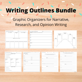 Preview of Writing Outline Bundle- Narrative, Research, & Opinion Writing