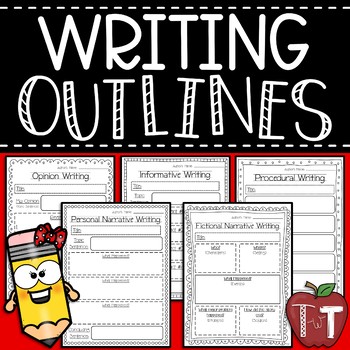 Preview of Writing Outlines {Opinion, Informative, Step, Personal, and Fictional Narrative}