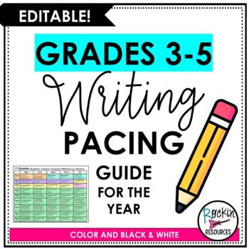 Preview of WRITING PACING GUIDE - SCOPE AND SEQUENCE - LONG RANGE PLANS LANGUAGE ARTS
