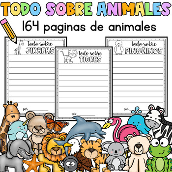 Preview of Writing Pages All About Animals in Spanish- Escribe Todo Sobre 164 Animales