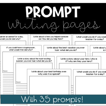 Writing Pages w/ Prompts by The Joyful Little Classroom | TpT