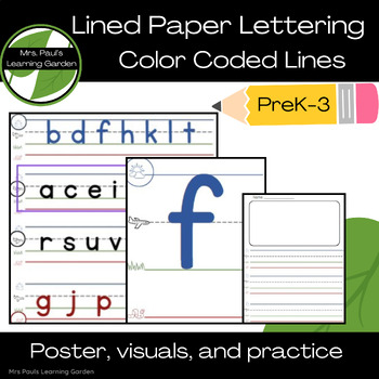 Preview of Writing Paper Color Coded Lines - Proper Handwriting Resources and Practice
