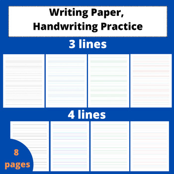 Writing Paper, Handwriting Practice : 3 and 4 lines by Elementary Edutech