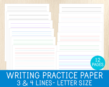 Preview of Writing Paper, Printable Lined Paper, Handwriting Practice, Penmanship Skills