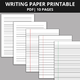 Lined Writing Paper, Writing Paper with Margin, Single Lin