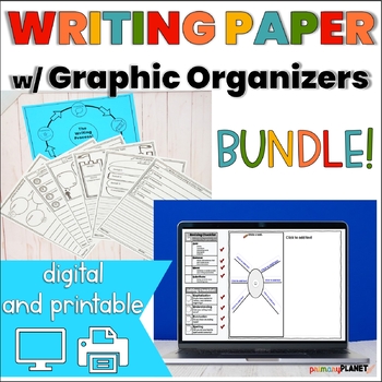 Preview of Writing Graphic Organizers Bundle - Print & Digitial - Writing Paper