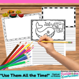 Writing Paper with Illustration Boxes : Creative Writing 3