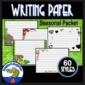 Preview of Writing Paper with Primary Lines - 60 Styles for the Whole Year