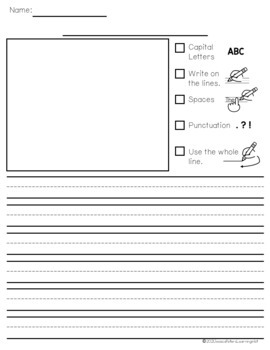 Kindergarten Writing Paper with Picture Box • Mrs E Virtually