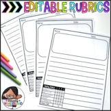 Writing Paper with Rubric and Picture Box | Editable Templates | Back to School