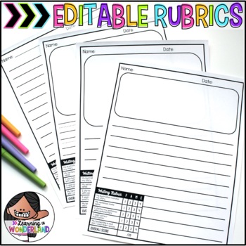 Preview of Writing Paper with Rubric and Picture Box | Editable Templates | Back to School