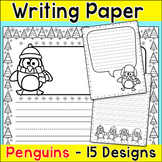 Penguins Winter Writing Paper with Lines