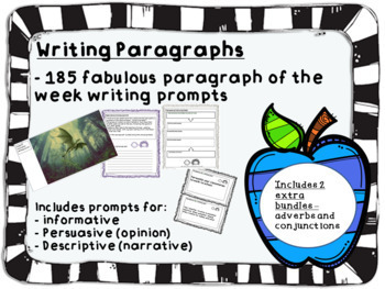 Preview of Writing Paragraphs - 185 fabulous paragraph of the week writing prompts