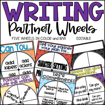 Preview of Writing Partner Wheel for Writer's Workshop - Editable!