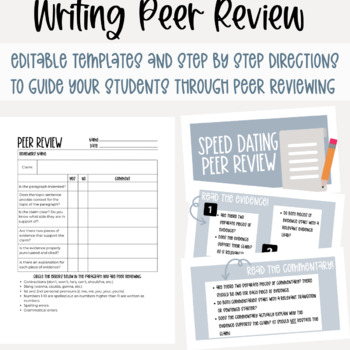 Preview of Writing Peer Review | Speed Dating Peer Review | Editable | High Engagement