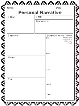 Writing Personal Narratives Graphic Organizer For Upper Elementary By Chelsey