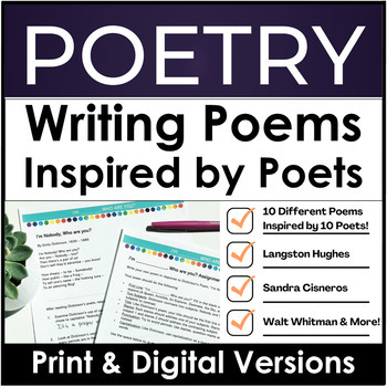 Poetry Writing Modeled After Great Poets With Google Link for In-Class ...