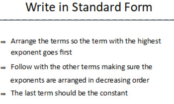 Preview of Writing Polynomials in Standard Form foldable