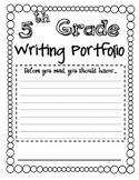 Writing Portfolio Cover for Grades 2-6