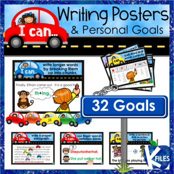 Preview of Writing Posters & Goal Cards with "I can" statements