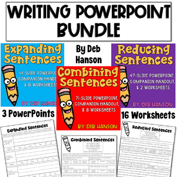 Preview of Writing PowerPoints Practice Bundle: Expanding, Combining, Reducing Sentences