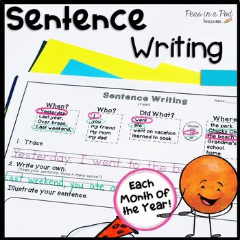 Preview of Sentence Building Summer Build a Scramble June End of Year Writing Prompts ESL