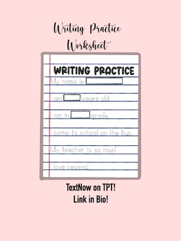 Preview of Writing Practice Worksheet