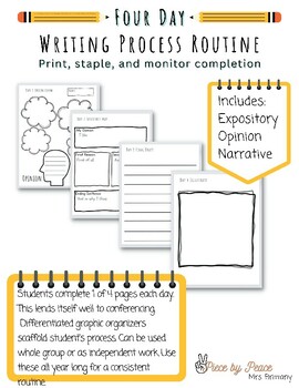 Preview of Writing Process 4 Day Routine BUNDLE: Expository, Narrative, and Opinion