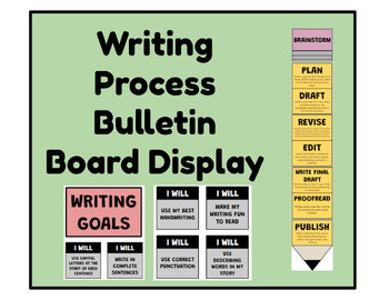 Preview of Writing Process Bulletin Board Display or Clip Chart w/ Mini Bookmark Version