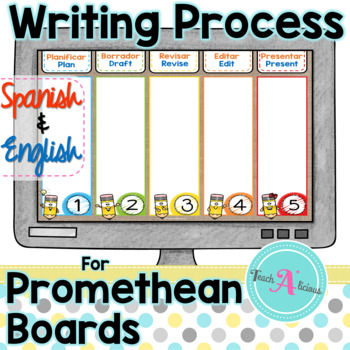 Preview of Writing Process Chart for Promethean Board | Bilingual | Spanish