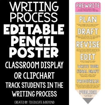 Preview of *EDITABLE* Writing Process Pencil Poster