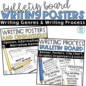 Preview of Writing Process Posters Bulletin Board Display ELA Decor 
