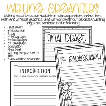 writing process posters with prewriting organization worksheets tpt