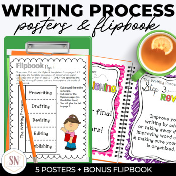 Preview of The Writing Process Posters & Flipbook / Foldable Writing Process Activity