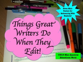 Preview of Writing Process: Seven Mini-Posters for "What Great Writers Do to Edit"