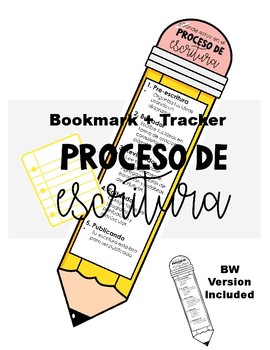 Preview of Writing Process Tracker Bookmark Poster - Proceso de escritura SPANISH
