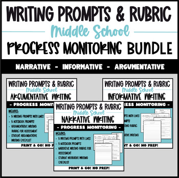Preview of Writing Progress Monitoring - Middle School BUNDLE