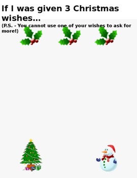 Preview of Writing Prompt - 3 Christmas Wishes!