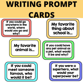 Writing Prompt Cards | 60 Prompts by Miss Decker's Designs | TPT