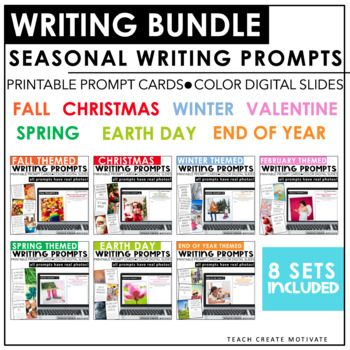 Preview of Writing Activities - Seasonal Writing Prompt Cards Bundle