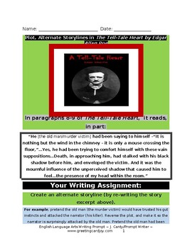 Preview of Writing Prompt-Edgar Allan Poe's The Tell-Tale Heart-Teach Plot/Narrator's Voice