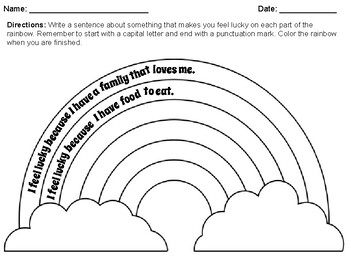 Writing Prompt: Rainbow - I am lucky..... by Tiny Teaching Moments