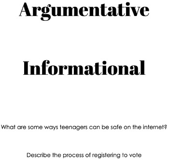 Preview of Writing Prompt Sorting: Argumentative/Informational